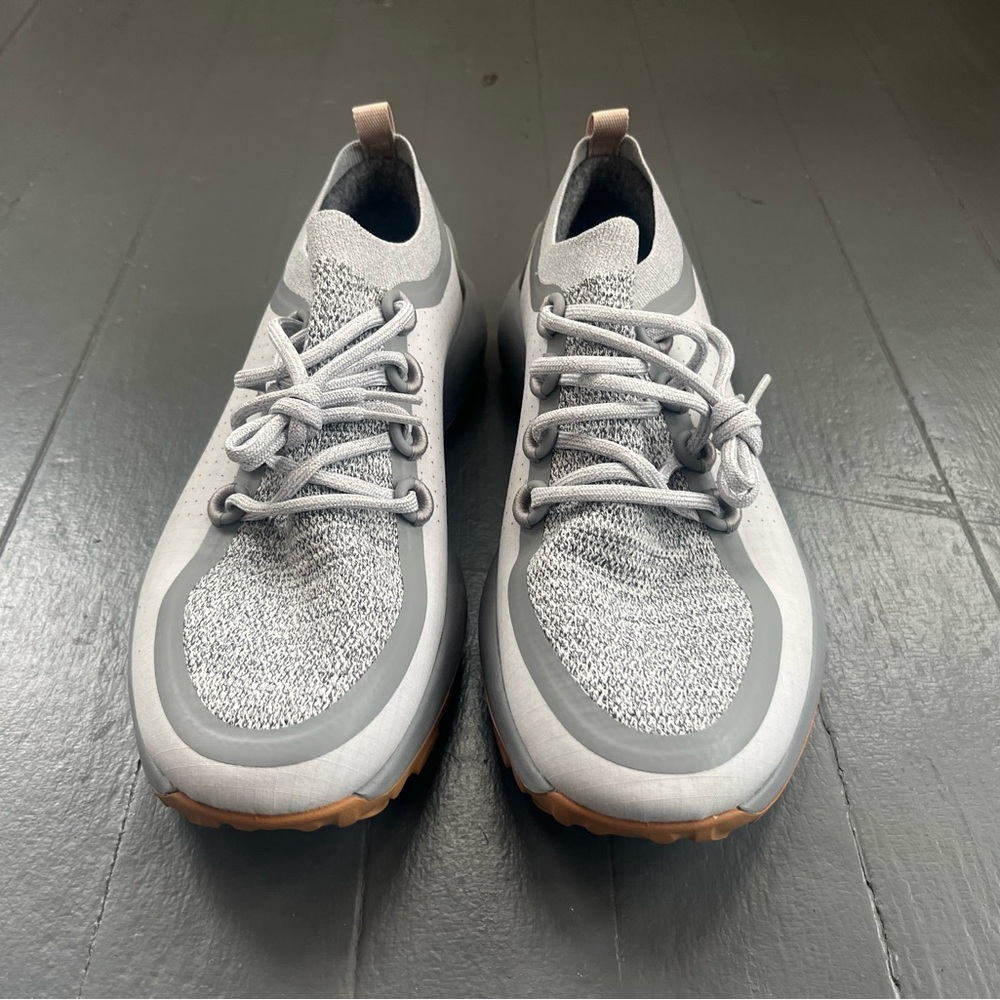 allbirds Men's Gray Knit Sneakers with Tan Soles